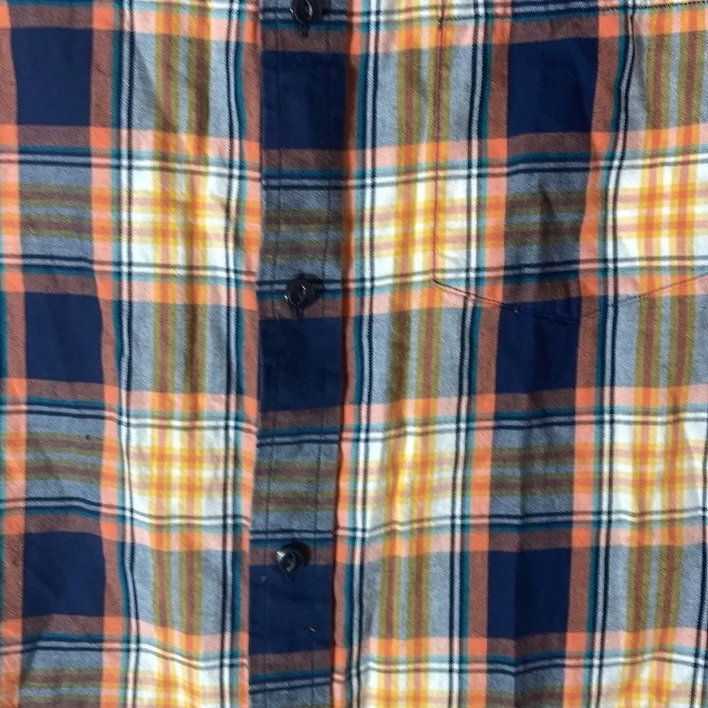 Banana Republic Orange & Blue Lightweight Flannel Size XL